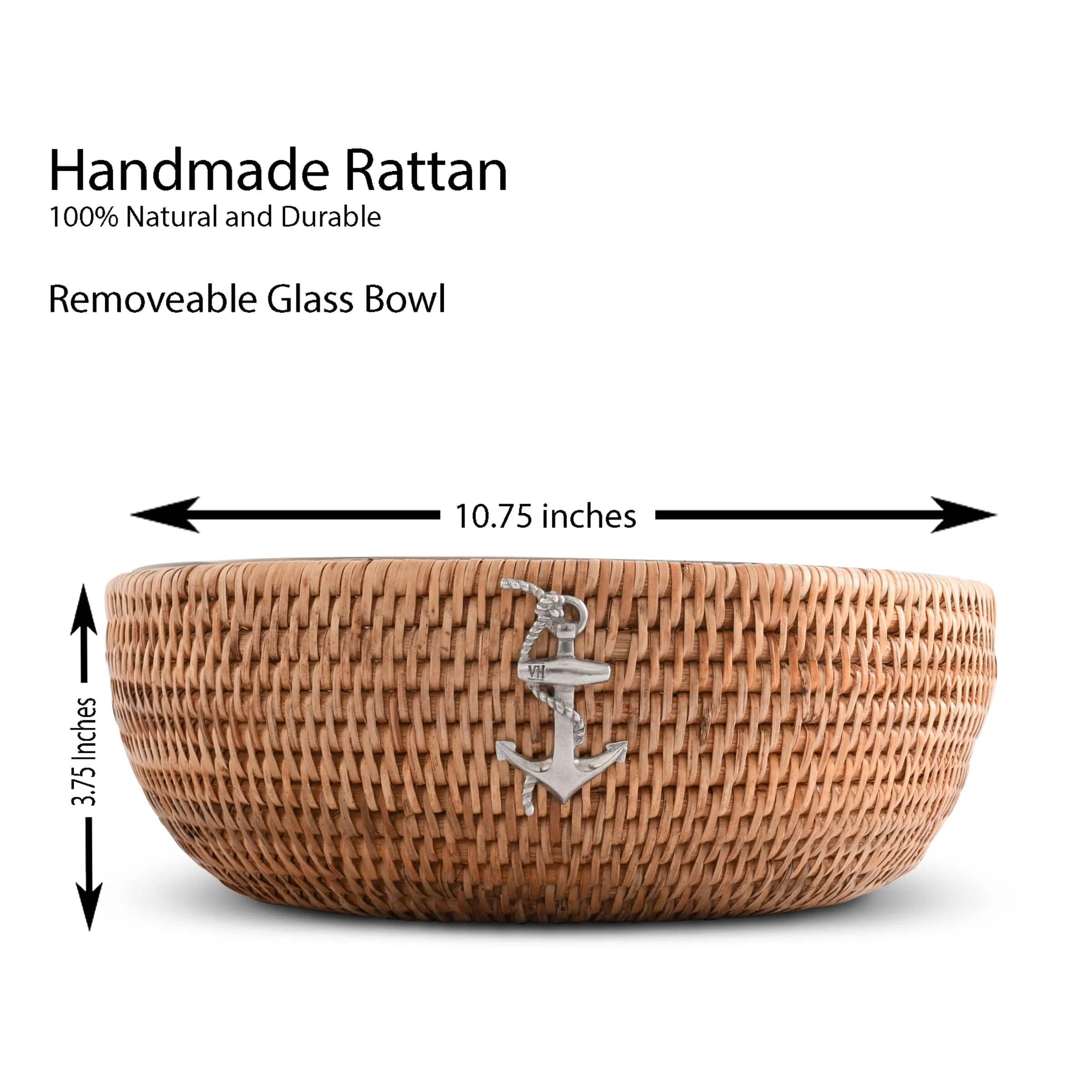 Anchor Hand Woven Wicker Natural Rattan Serving Bowl - The Mayfair Hall