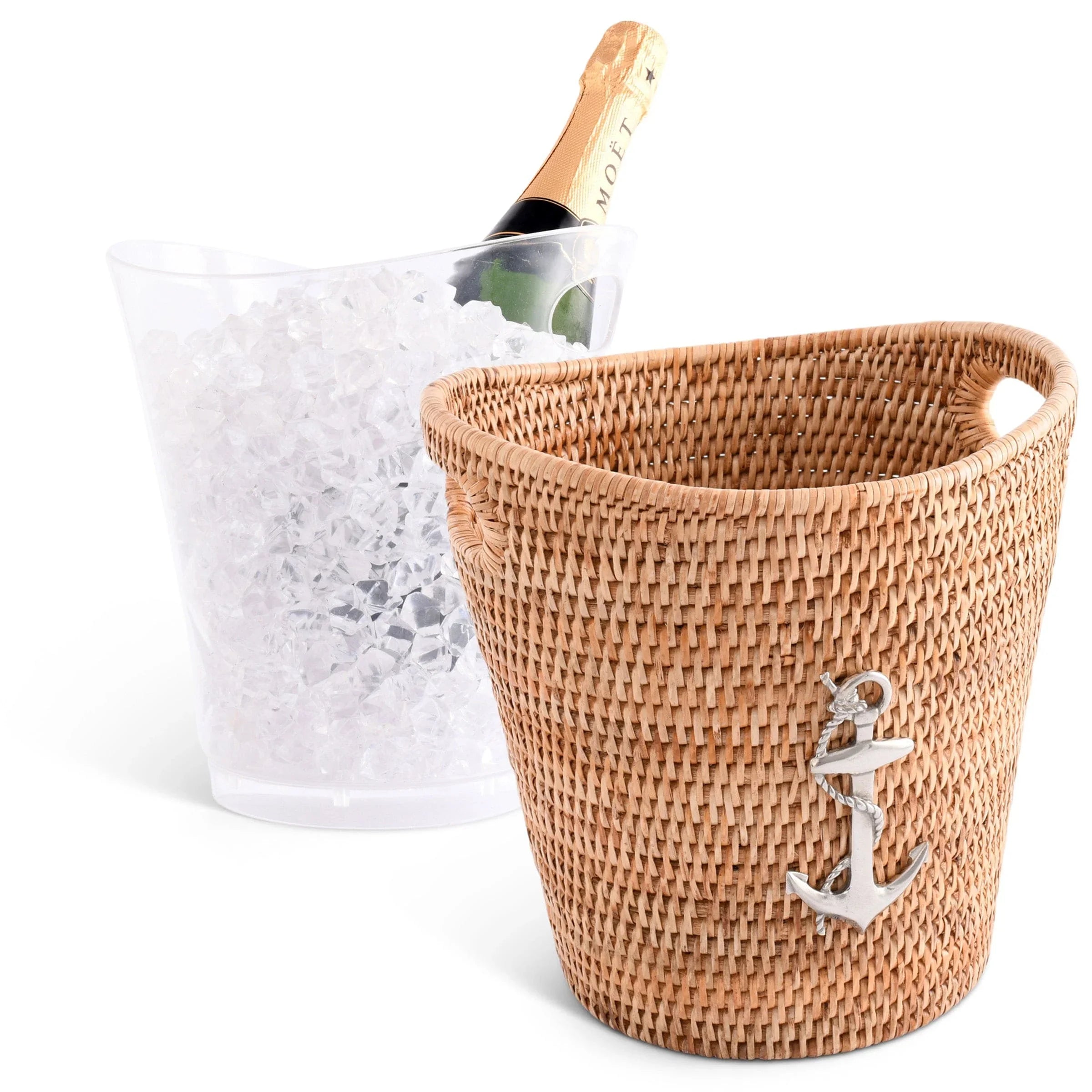Anchor Hand Woven Wicker Rattan Champagne / Ice Bucket - The Mayfair Hall