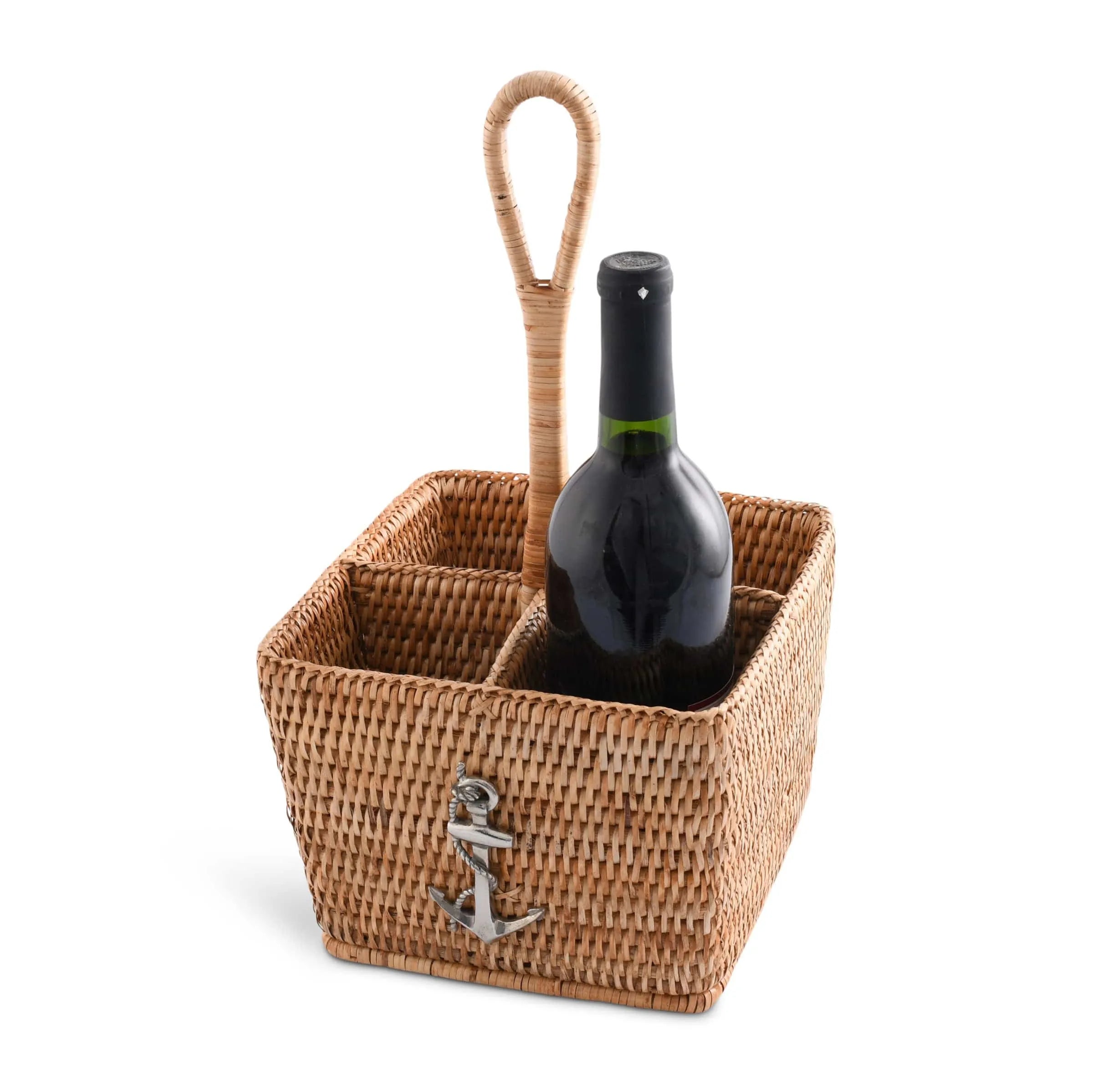 Anchor Hand Woven Wicker Rattan Flatware Caddy - The Mayfair Hall
