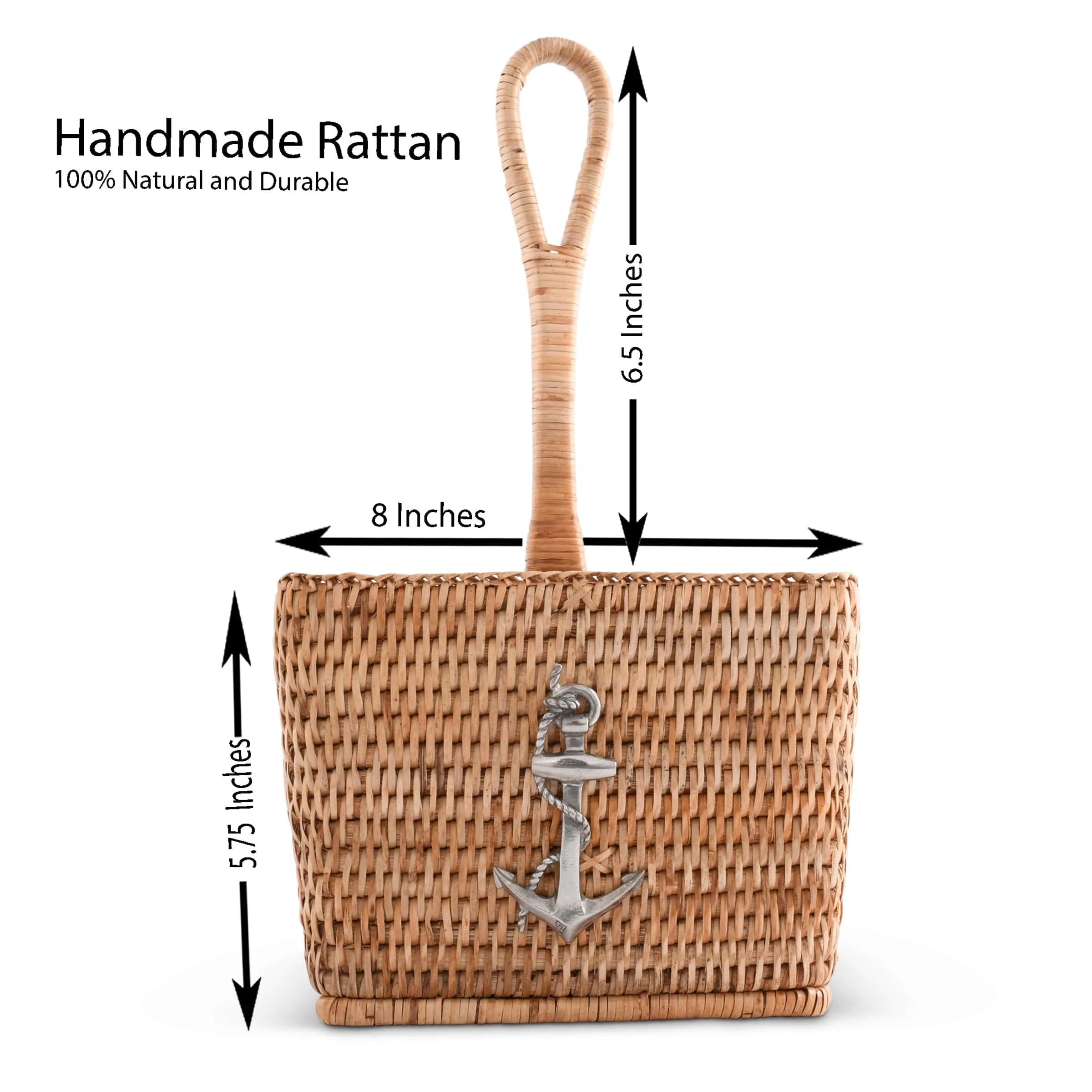 Anchor Hand Woven Wicker Rattan Flatware Caddy - The Mayfair Hall