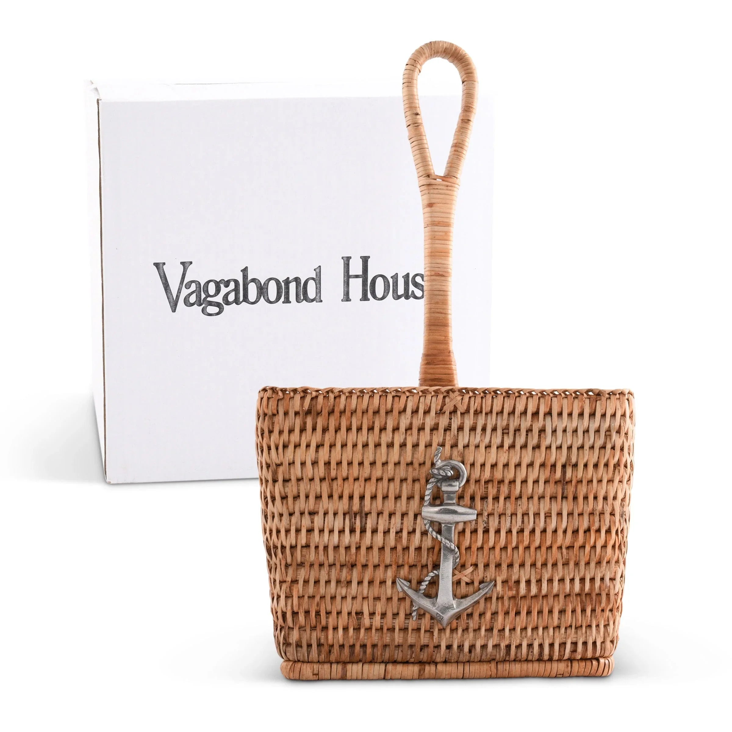 Anchor Hand Woven Wicker Rattan Flatware Caddy - The Mayfair Hall