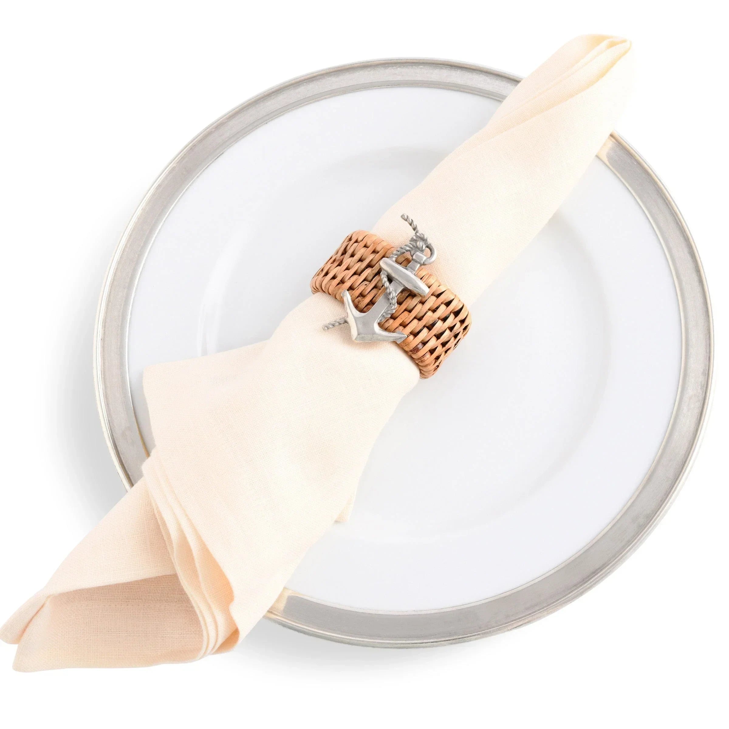 Anchor Hand Woven Wicker Rattan Napkin Ring - Set of 4 - The Mayfair Hall