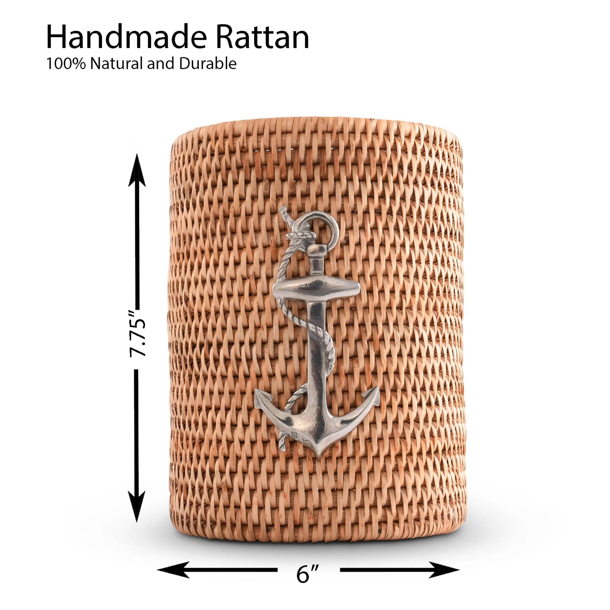 Anchor Hand Woven Wicker Rattan Utensils Holder - The Mayfair Hall