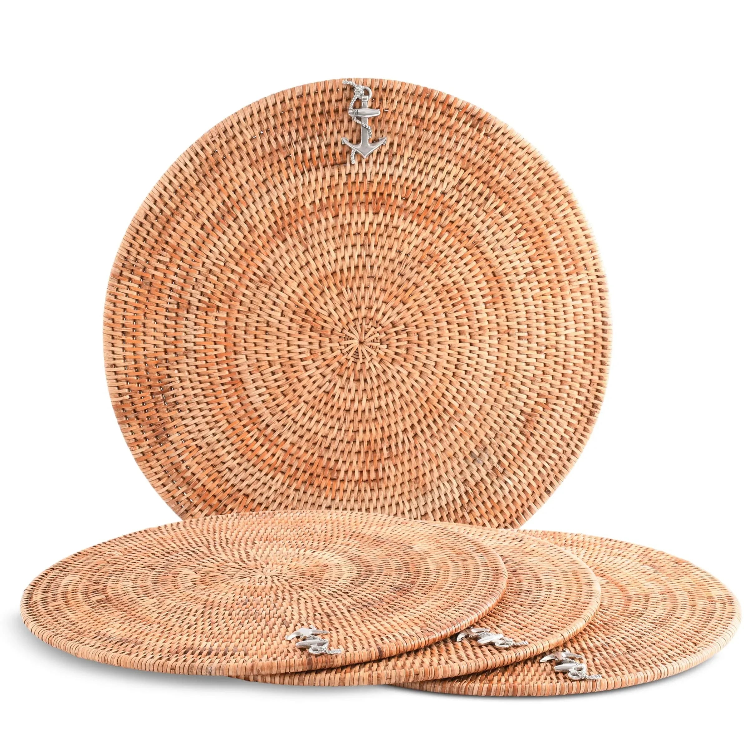 Anchor Placemat Hand Woven Wicker Rattan Round - Set of 4 - The Mayfair Hall