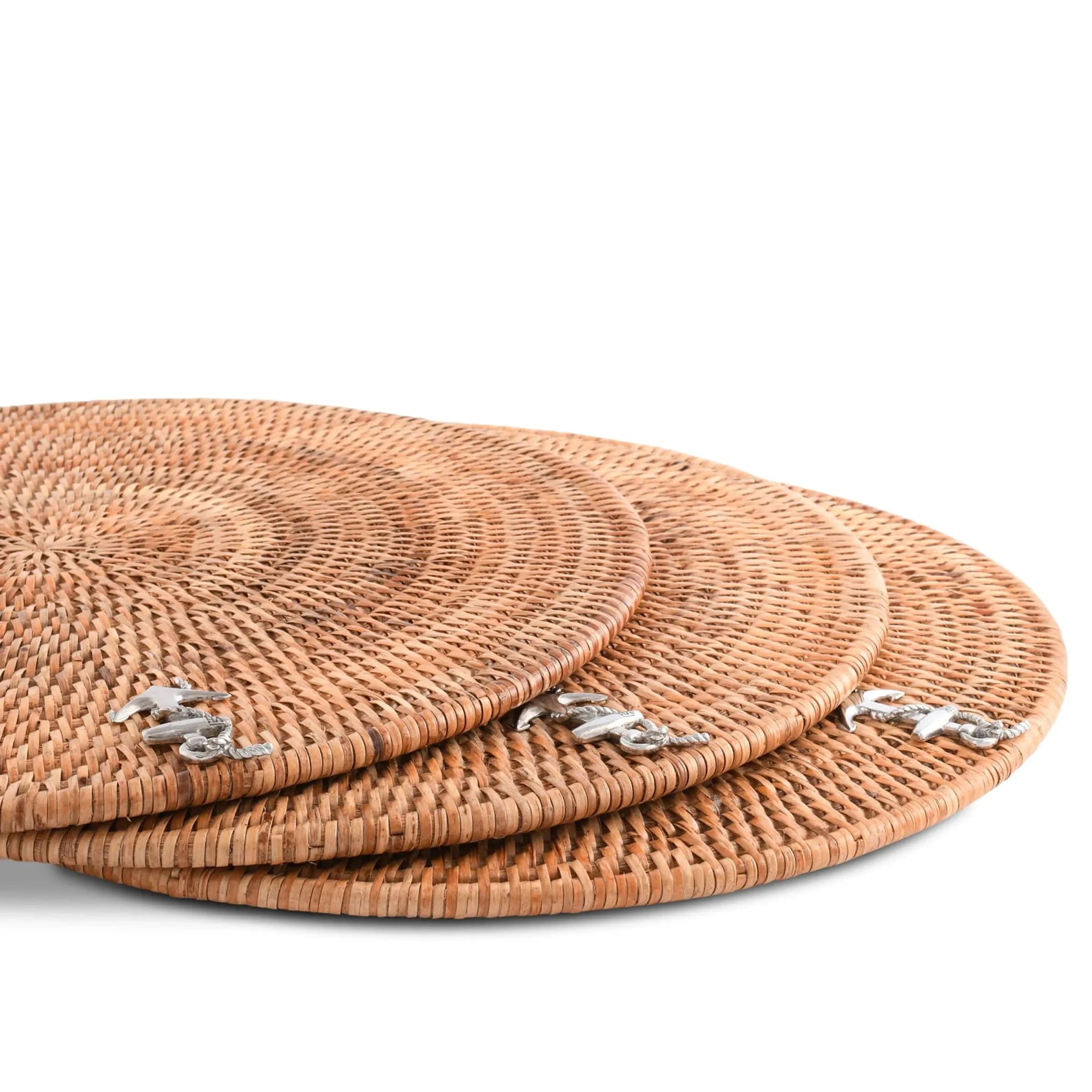 Anchor Placemat Hand Woven Wicker Rattan Round - Set of 4 - The Mayfair Hall