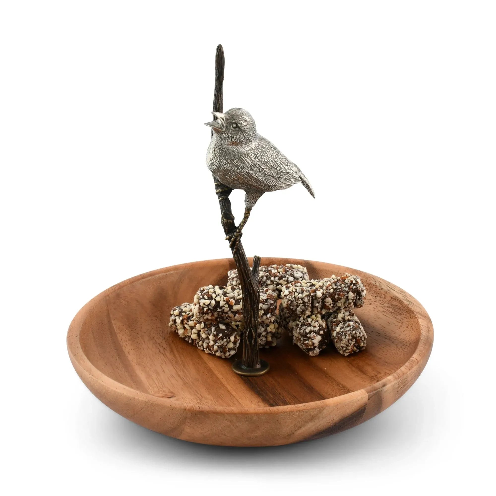 Bronze Song Bird Wood Tidbit Server Bowl - The Mayfair Hall