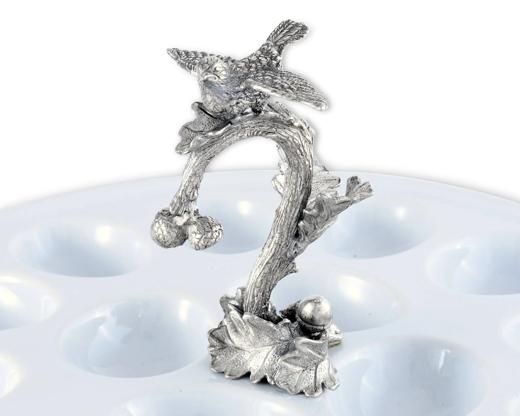 Deviled Egg Tray with Pewter Song Bird Handle - The Mayfair Hall
