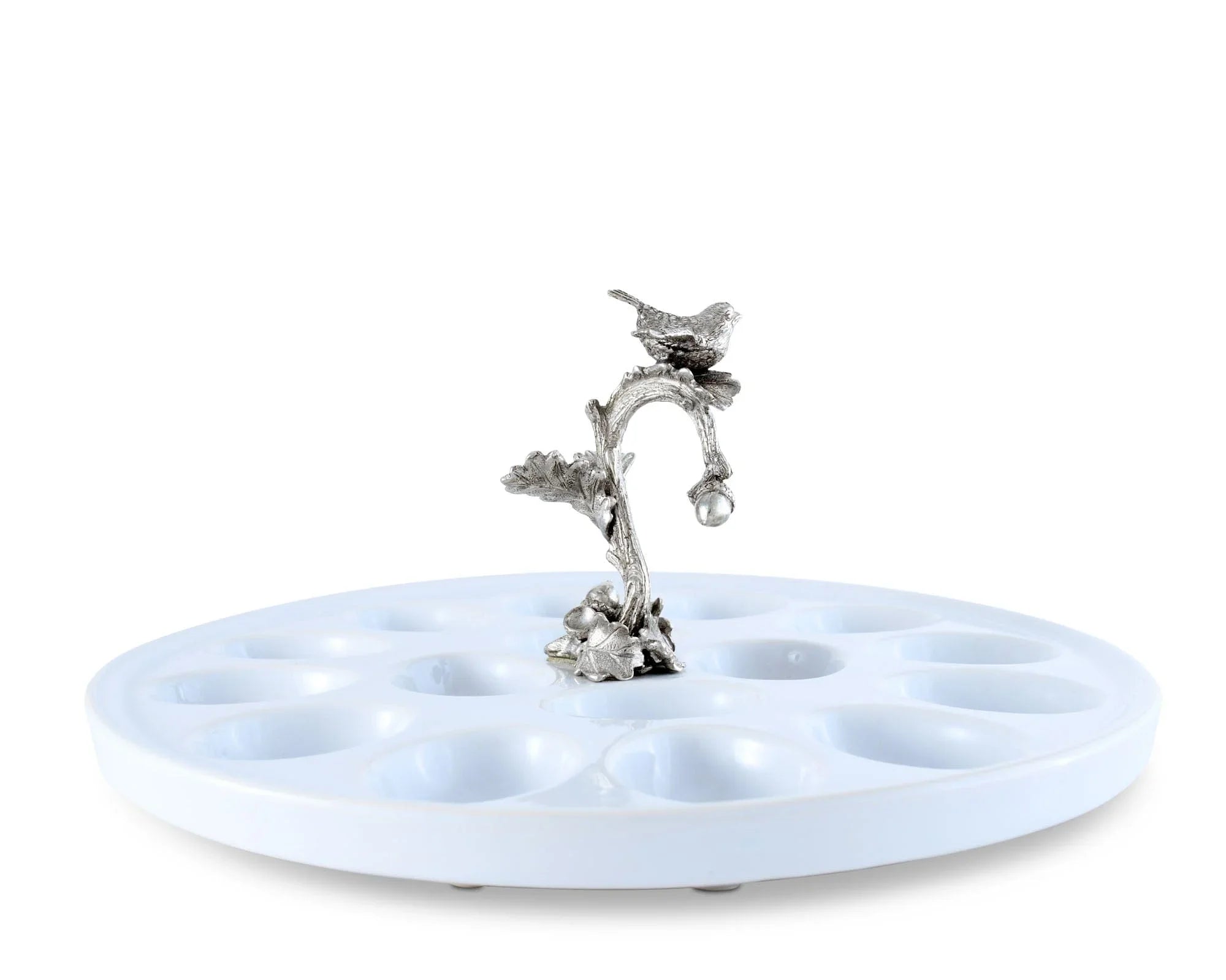 Deviled Egg Tray with Pewter Song Bird Handle - The Mayfair Hall