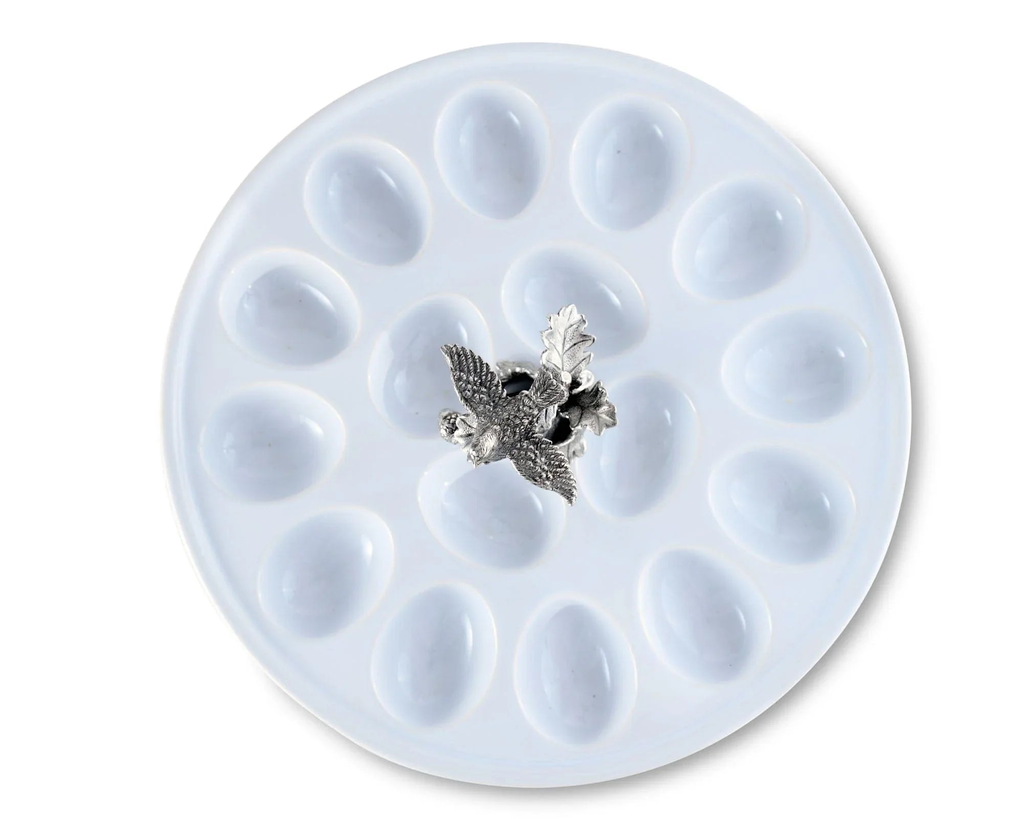 Deviled Egg Tray with Pewter Song Bird Handle - The Mayfair Hall