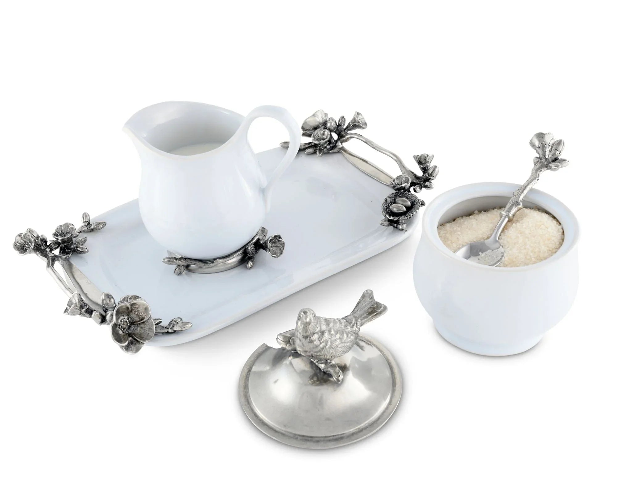 Stoneware Creamer Set - Pewter Song Bird - The Mayfair Hall