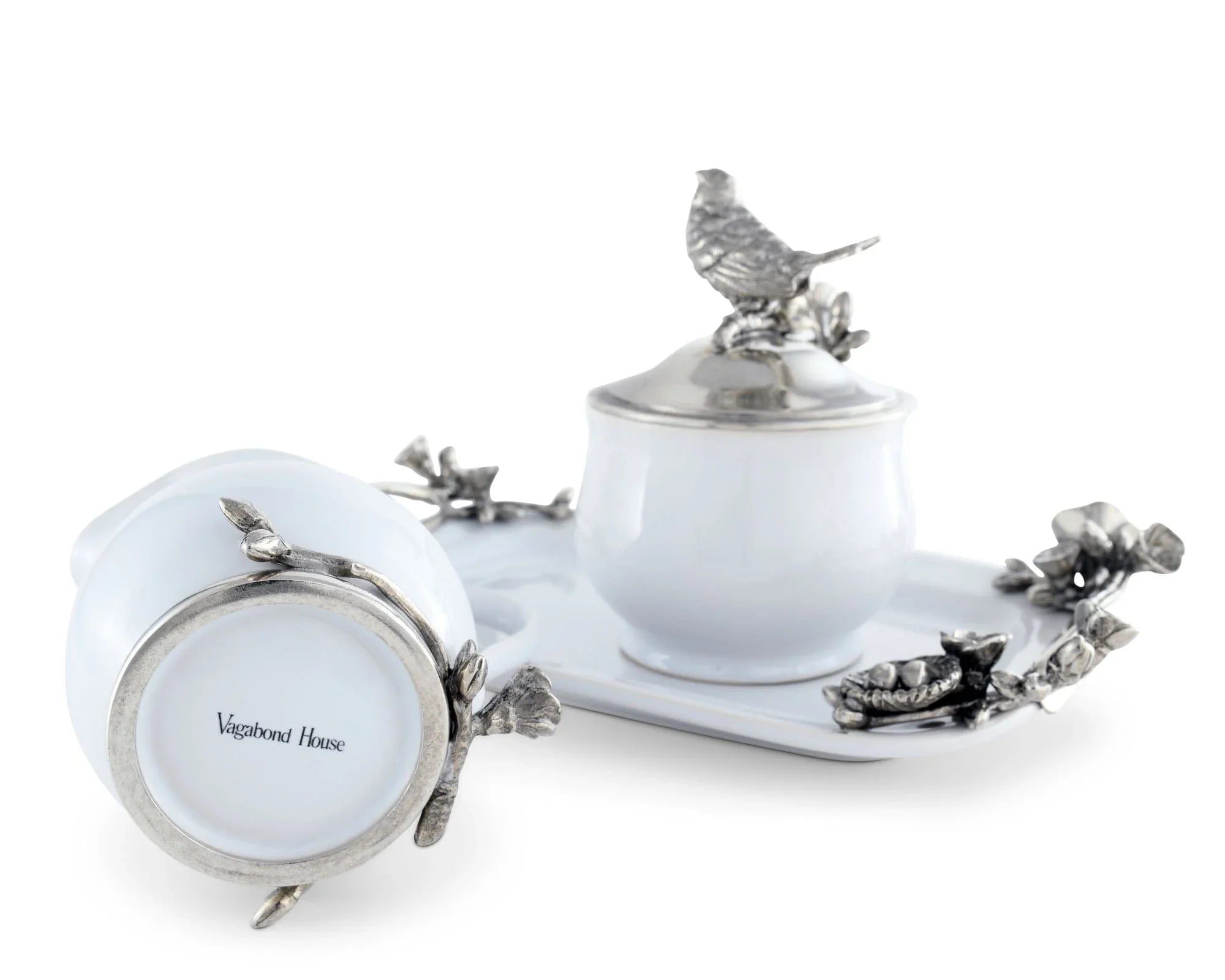 Stoneware Creamer Set - Pewter Song Bird - The Mayfair Hall
