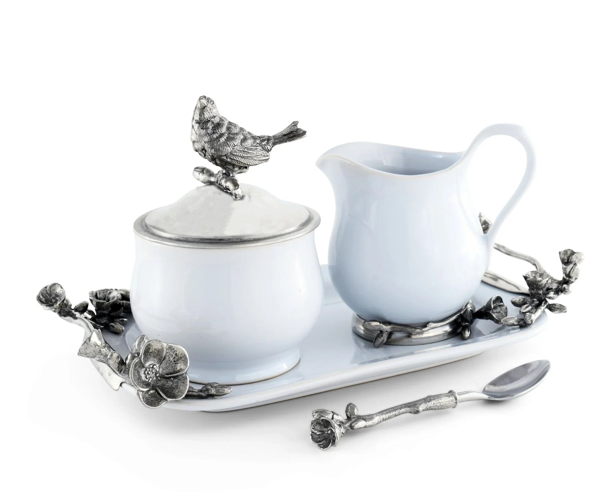 Stoneware Creamer Set - Pewter Song Bird - The Mayfair Hall