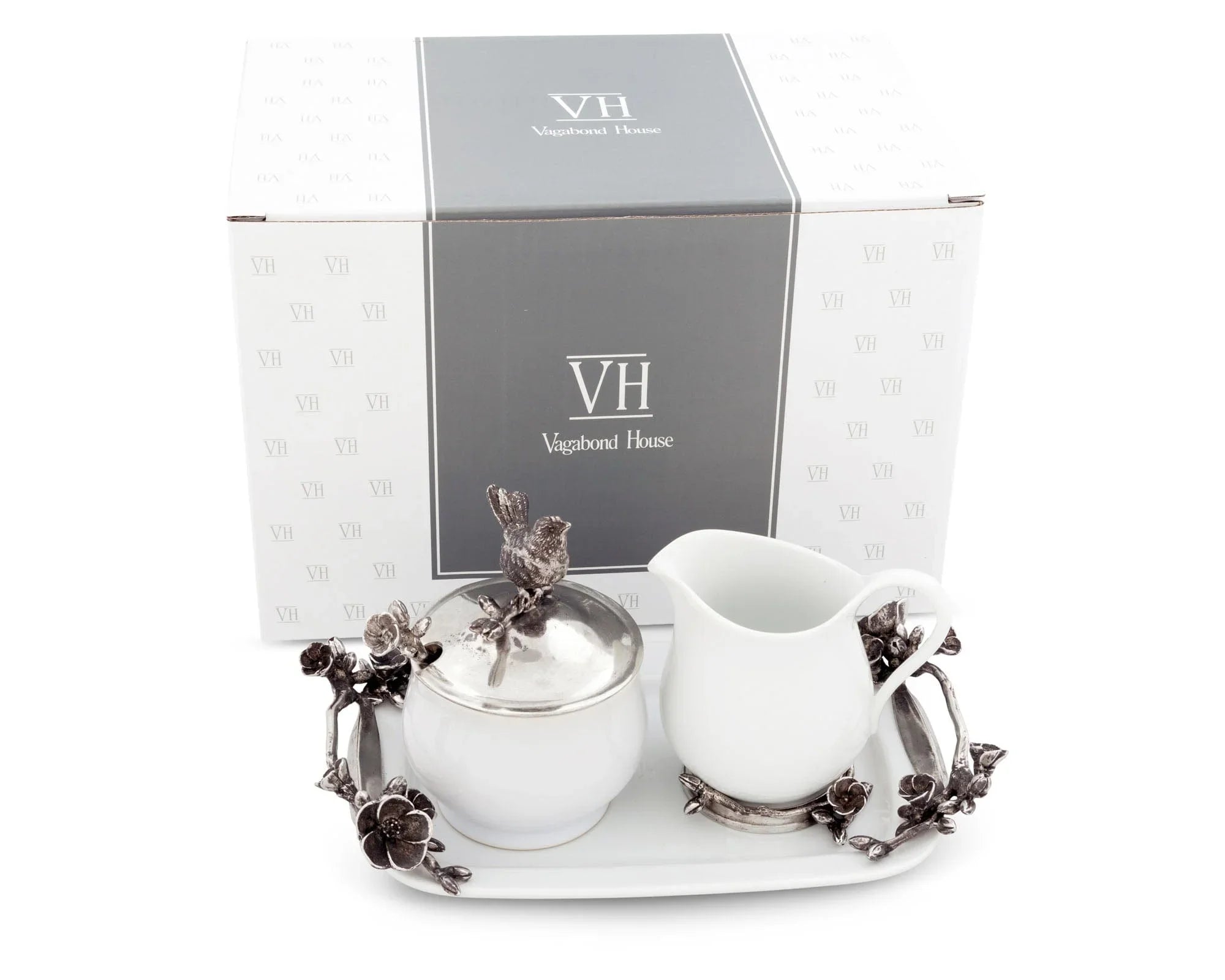 Stoneware Creamer Set - Pewter Song Bird - The Mayfair Hall