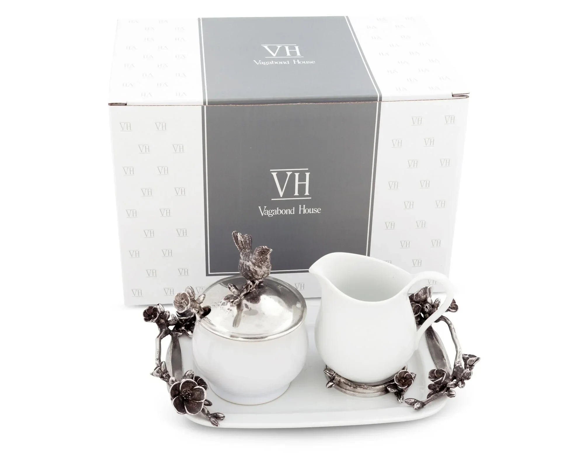 Stoneware Creamer Set - Pewter Song Bird - The Mayfair Hall