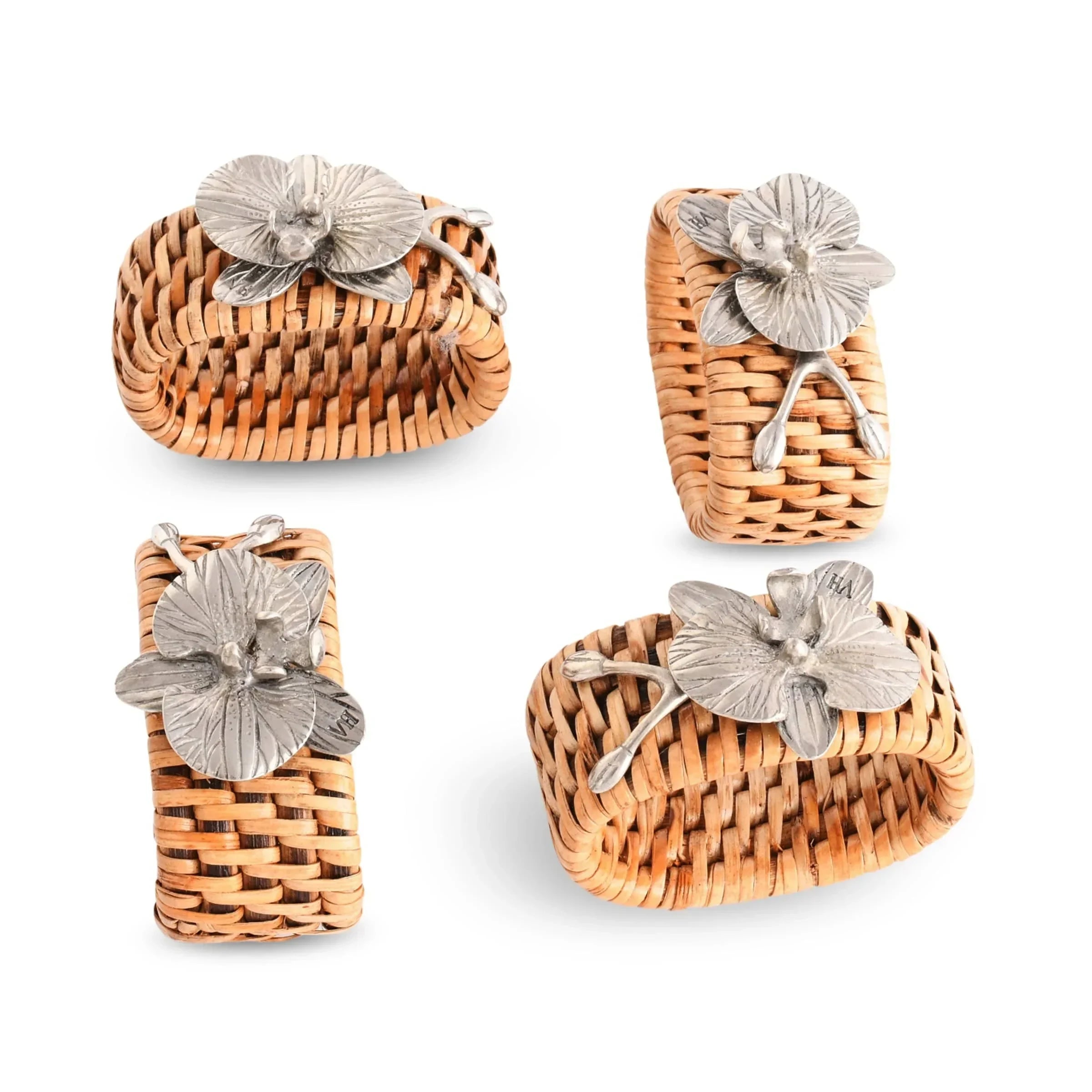 Orchid Hand Woven Wicker Rattan Napkin Ring - Set of 4 - The Mayfair Hall