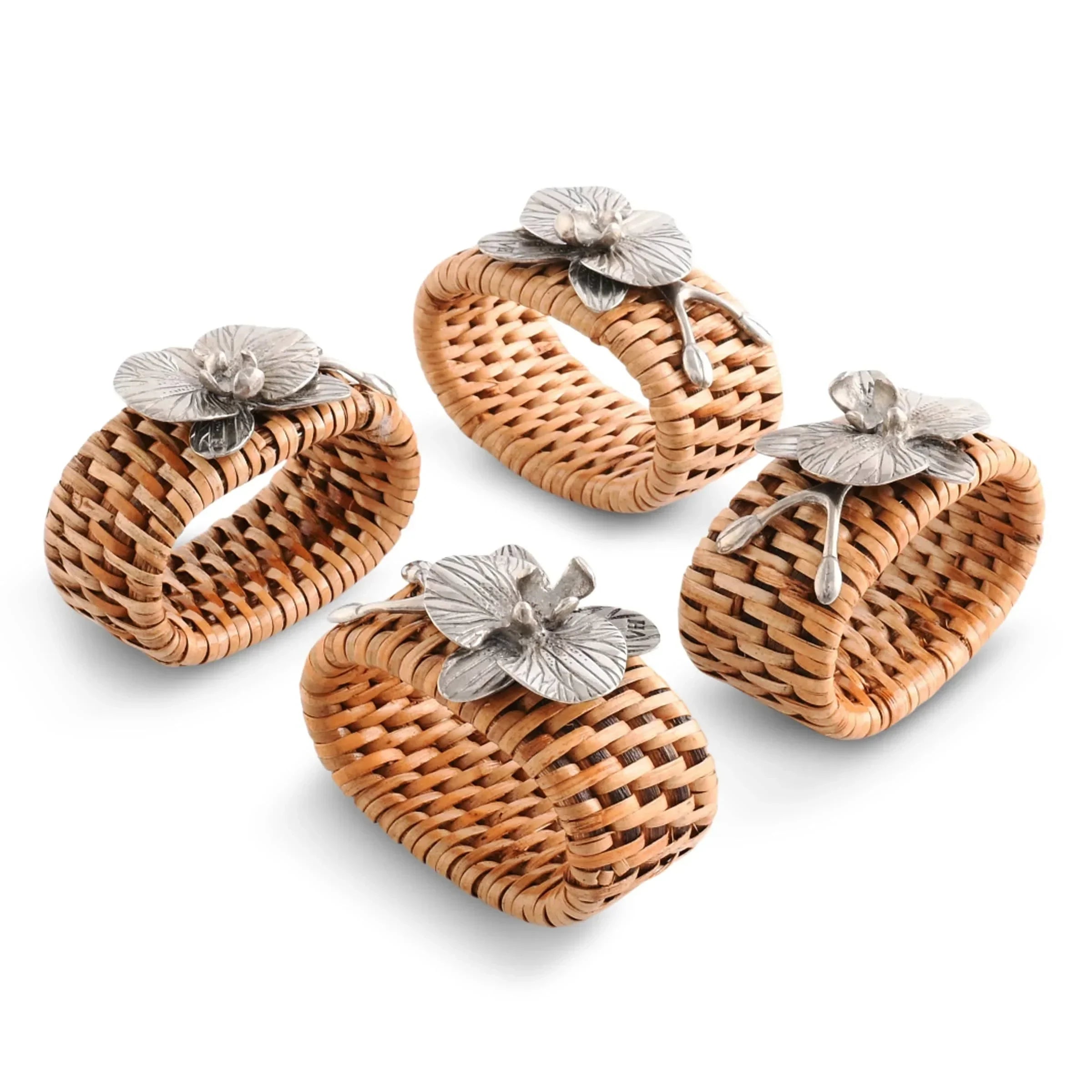 Orchid Hand Woven Wicker Rattan Napkin Ring - Set of 4 - The Mayfair Hall