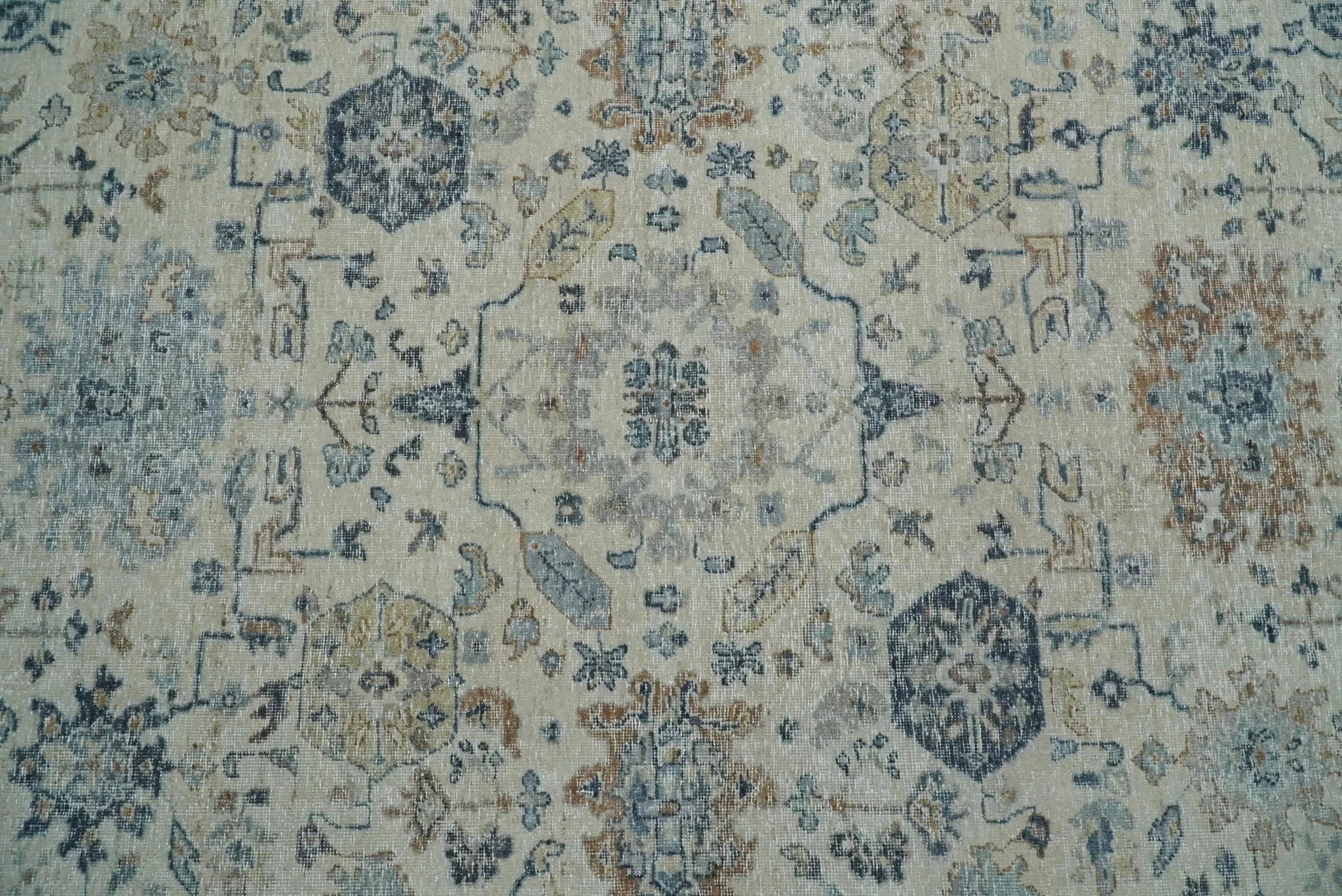 Vintage Hand Knotted 8x10 Beige and Rust Traditional Oxidized Textured Persian Low Pile Wool Rug | TRD2541810 - The Rug Decor