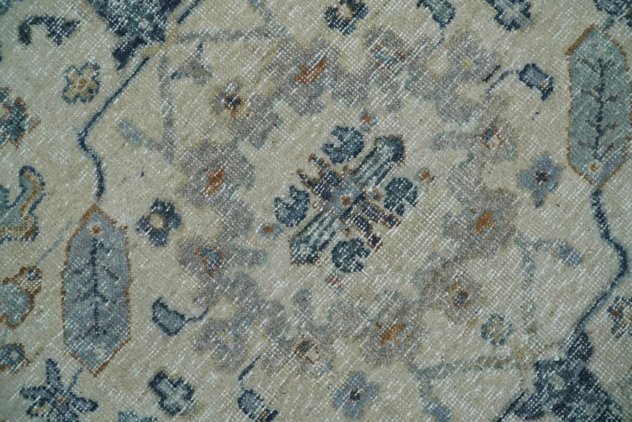 Vintage Hand Knotted 8x10 Beige and Rust Traditional Oxidized Textured Persian Low Pile Wool Rug | TRD2541810 - The Rug Decor