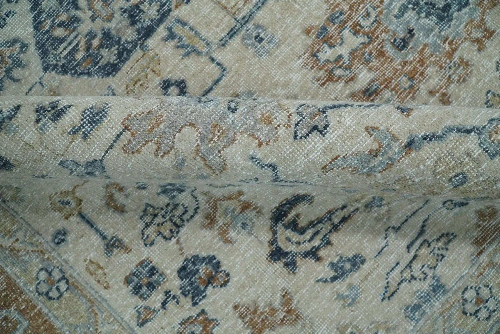 Vintage Hand Knotted 8x10 Beige and Rust Traditional Oxidized Textured Persian Low Pile Wool Rug | TRD2541810 - The Rug Decor