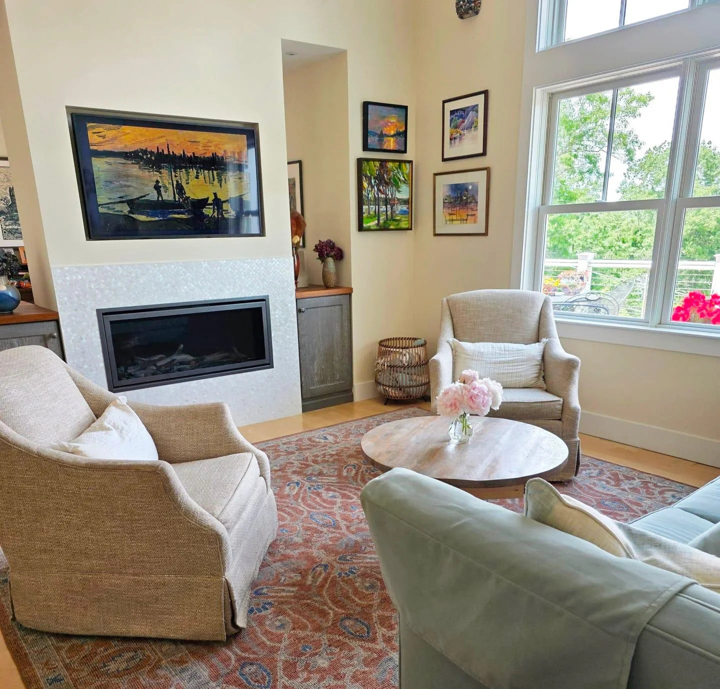 Vintage Style Hand Knotted Serapi Blue and Rust Traditional Custom Made Area Rug - The Rug Decor