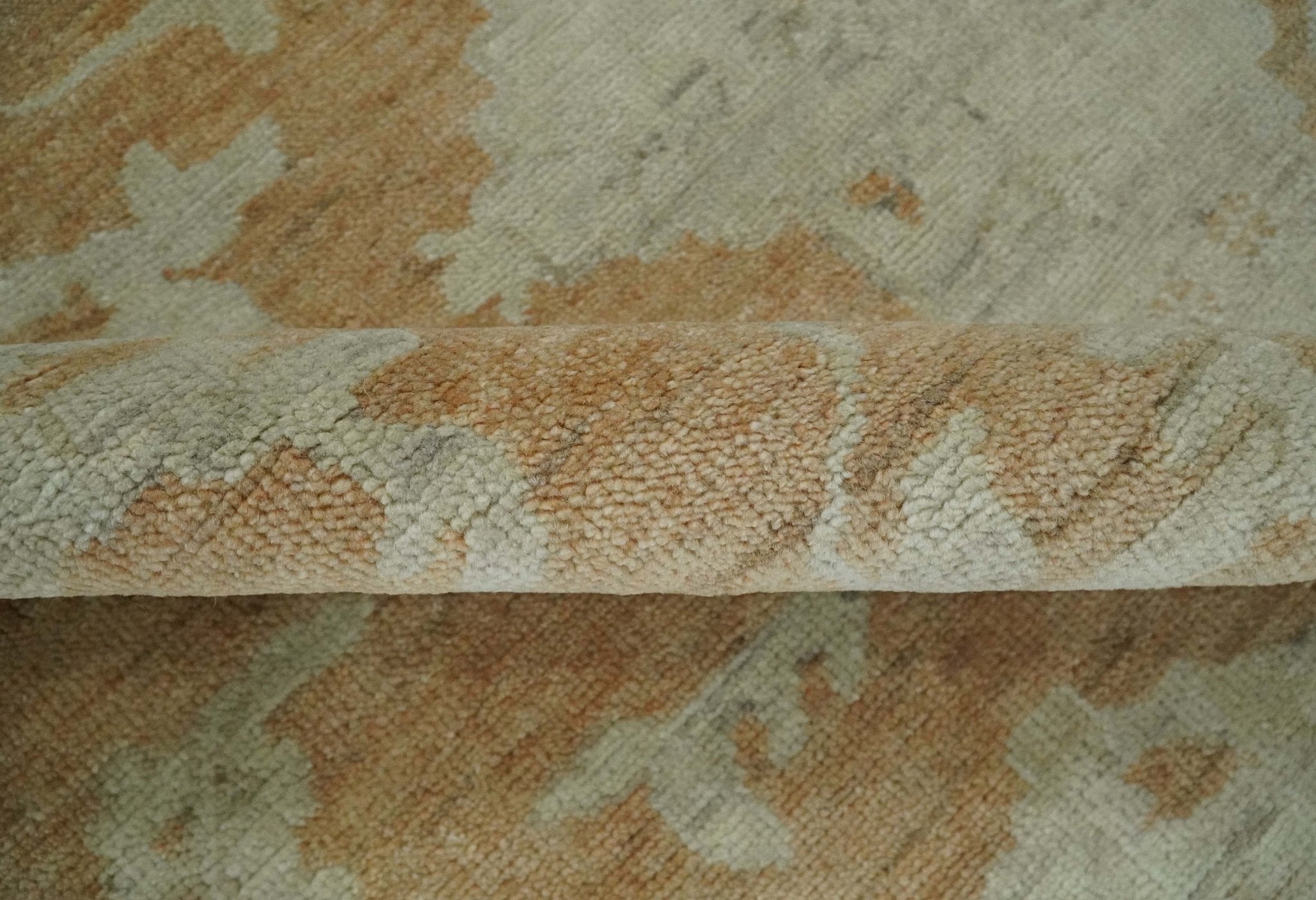 Vintage Style Rust and Beige Hand knotted Traditional Oushak 8x10 and 9x12 wool Area Rug