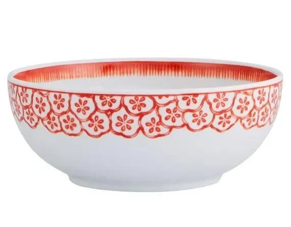 Coralina Porcelain Cereal Bowl in White and Red (Set of 6) - The Mayfair Hall