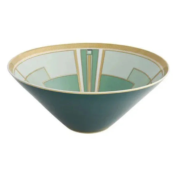 Emerald Porcelain Salad Bowl in White and Dark Green - The Mayfair Hall