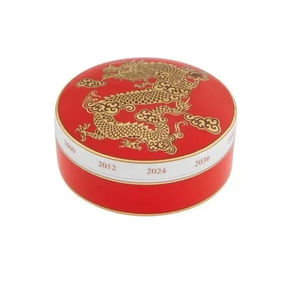 Golden Porcelain Dragon Round Box - The Mayfair Hall