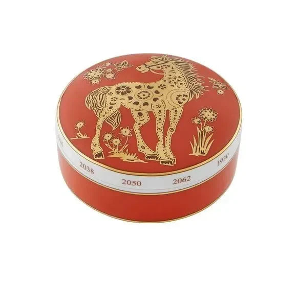 Golden Porcelain Horse Round Box - The Mayfair Hall