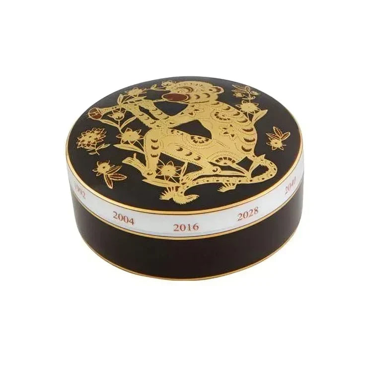Golden Porcelain Monkey Round Box - The Mayfair Hall