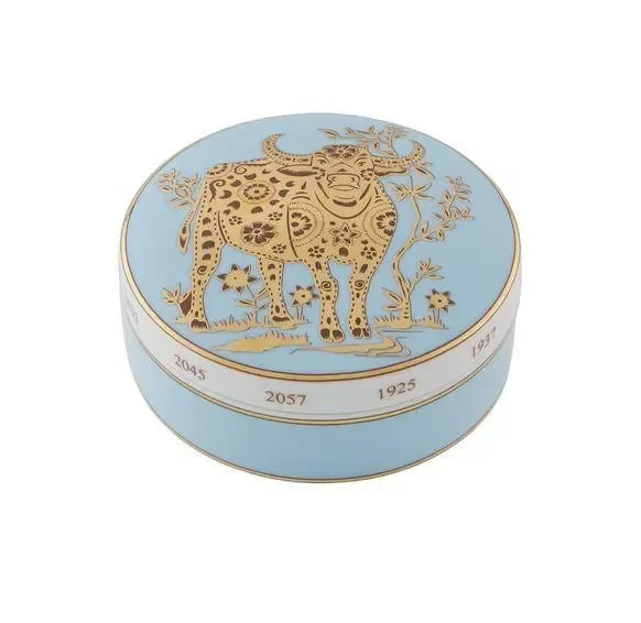 Golden Porcelain Ox Round Box - The Mayfair Hall