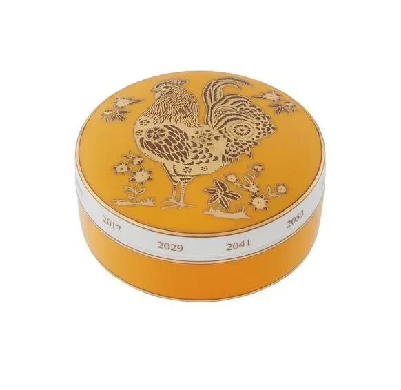 Golden Porcelain Rooster Round Box - The Mayfair Hall