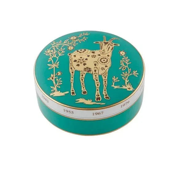 Golden Porcelain Sheep Round Box - The Mayfair Hall
