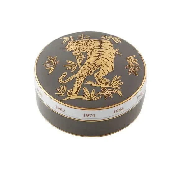 Golden Porcelain Tiger Round Box - The Mayfair Hall