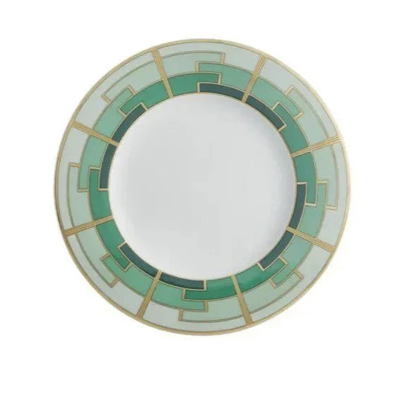 Emerald Porcelain Dessert Plate in White and Dark Green - The Mayfair Hall