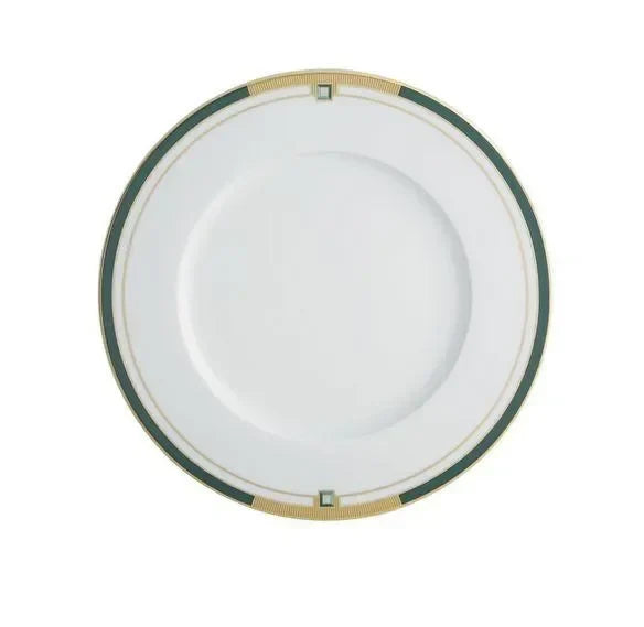 Emerald Porcelain Dinner Plate in White and Dark Green - The Mayfair Hall
