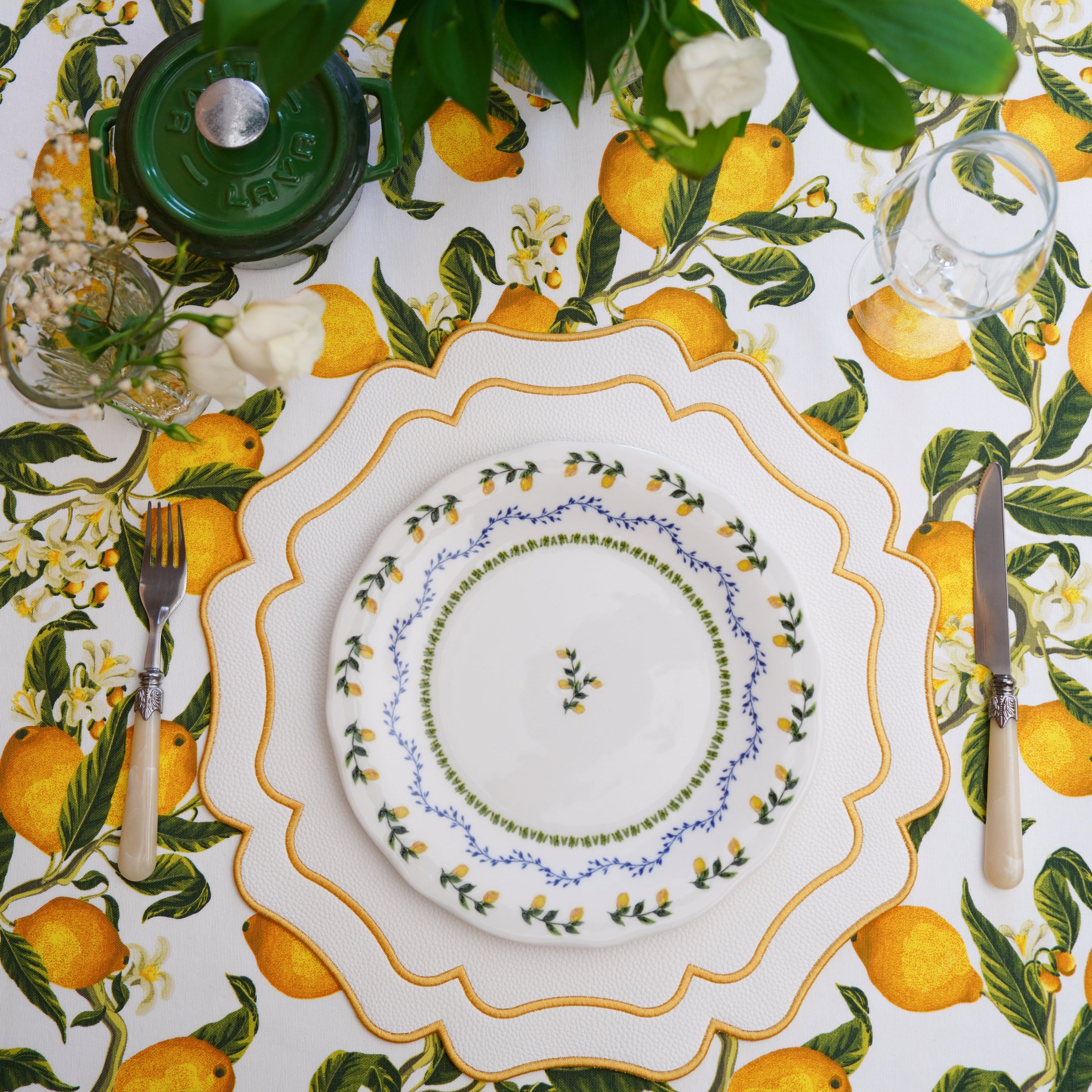 VISTA IVORY WAVY FAUX LEATHER PLACEMAT