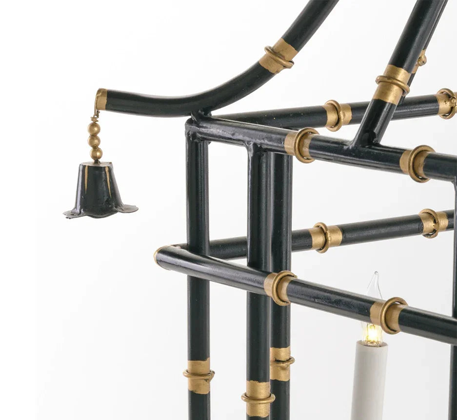 Bamboo Lantern in Black and Gold - The Mayfair Hall