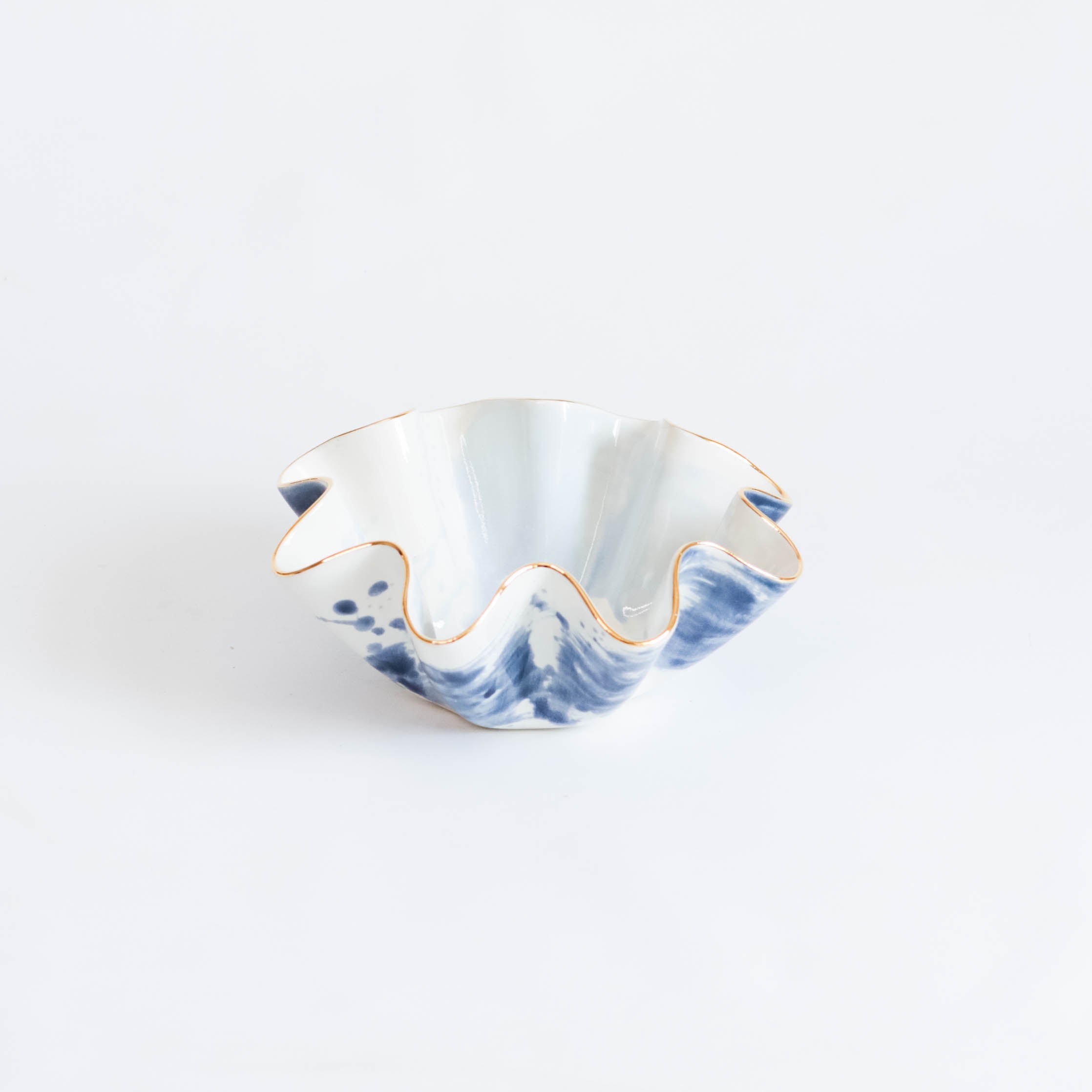 Bijou Blue Watercolor Wavy Bowl