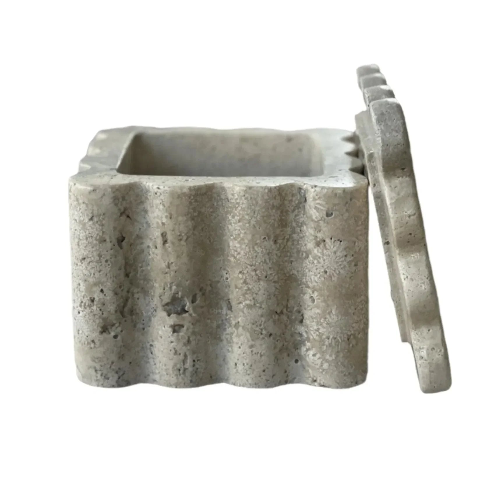 Box Counter Jar in Travertine - The Mayfair Hall
