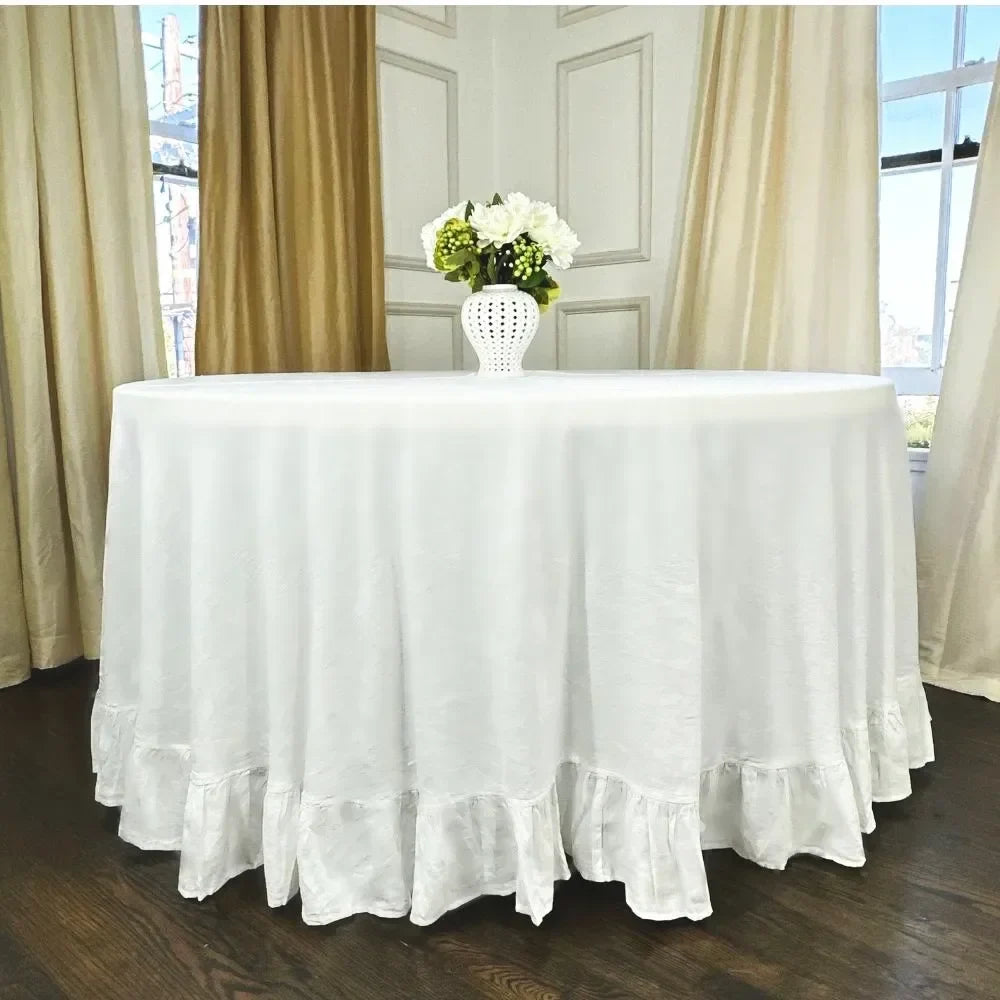 White Linen Ruffle - Tablecloth - The Mayfair Hall
