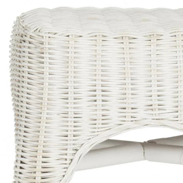 Percy Rattan Bar Stool in White Distress