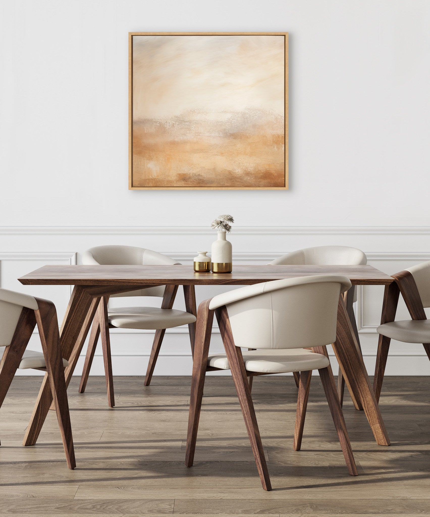 Sylvie Tonal Abstract Earthy Warm Framed Canvas by The Creative Bunch Studio