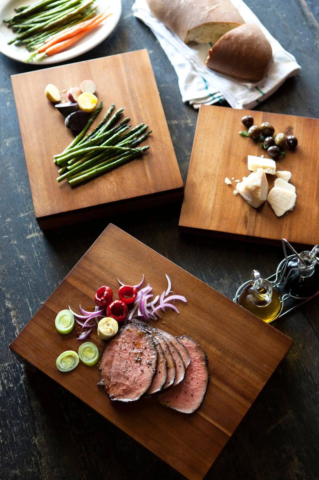 Etage Set Of 3 Acacia Serving Pedestals - The Mayfair Hall