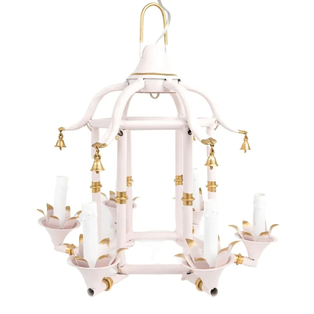 Chinoiserie Chandelier in Pale Pink and Gold - The Mayfair Hall