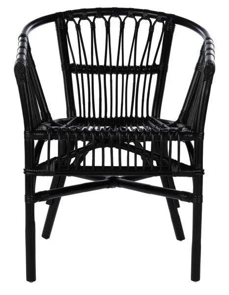 Adriana Rattan Accent Chair in Black (Set of 2) - The Mayfair Hall