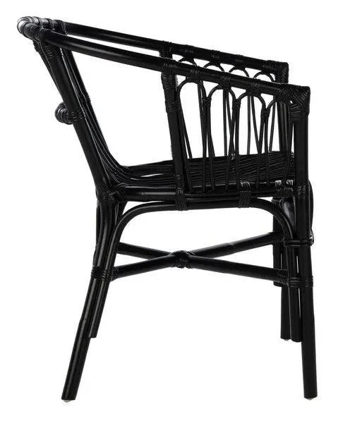Adriana Rattan Accent Chair in Black (Set of 2) - The Mayfair Hall