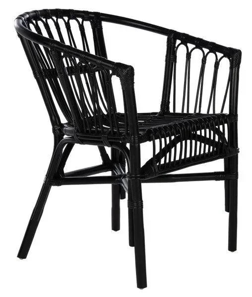 Adriana Rattan Accent Chair in Black (Set of 2) - The Mayfair Hall