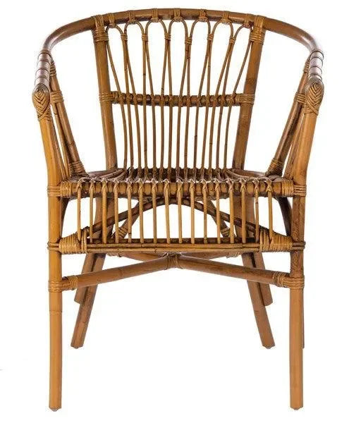 Adriana Rattan Accent Chair in Honey Brown Wash (Set of 2) - The Mayfair Hall