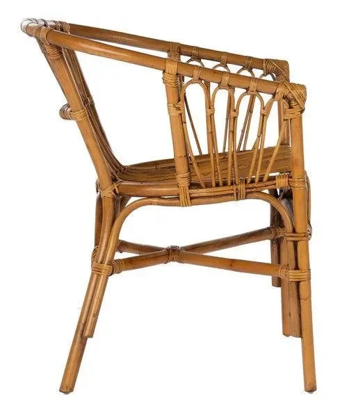 Adriana Rattan Accent Chair in Honey Brown Wash (Set of 2) - The Mayfair Hall
